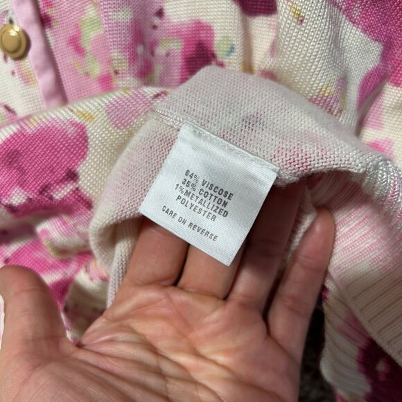 ST JOHN COLLECTION Women's Medium Floral Cardigan Sweater - Picture 8 of 8